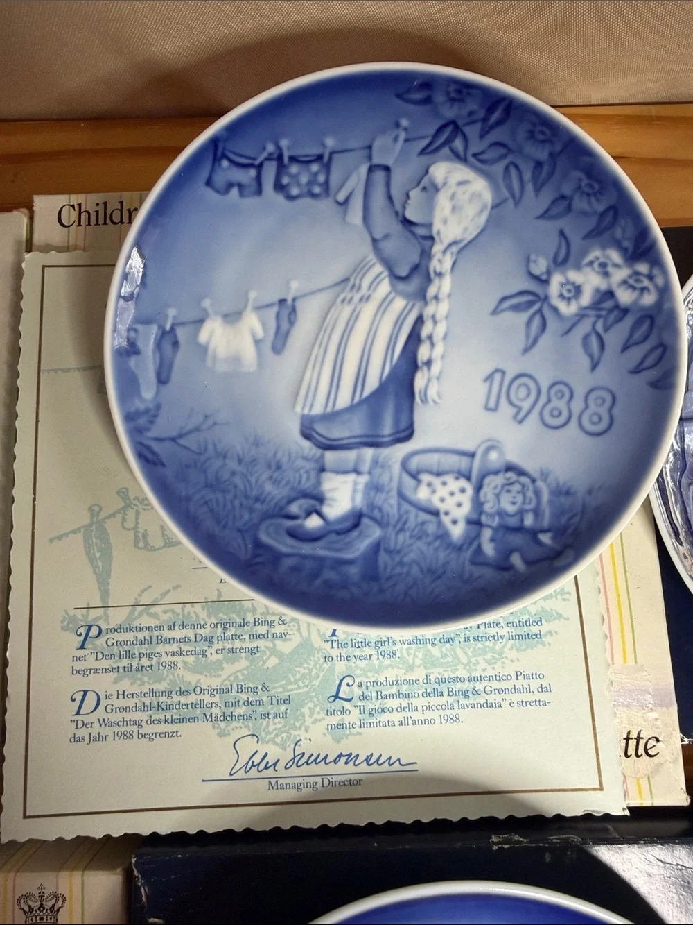 Lot of 7 Vintage Bing & Grondahl Children’s Day Plates 1985-1993 W/ Boxes